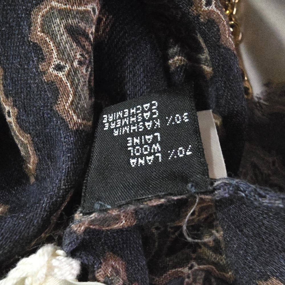 NWT Borrelli Napoli Cashmere Scarf Navy Medallion Print $425 Retail - Picture 5 of 5